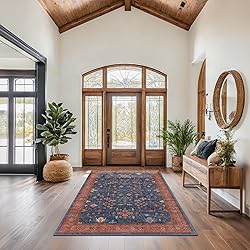 Boho Living Room Rug - 5x7 Washable Small Office