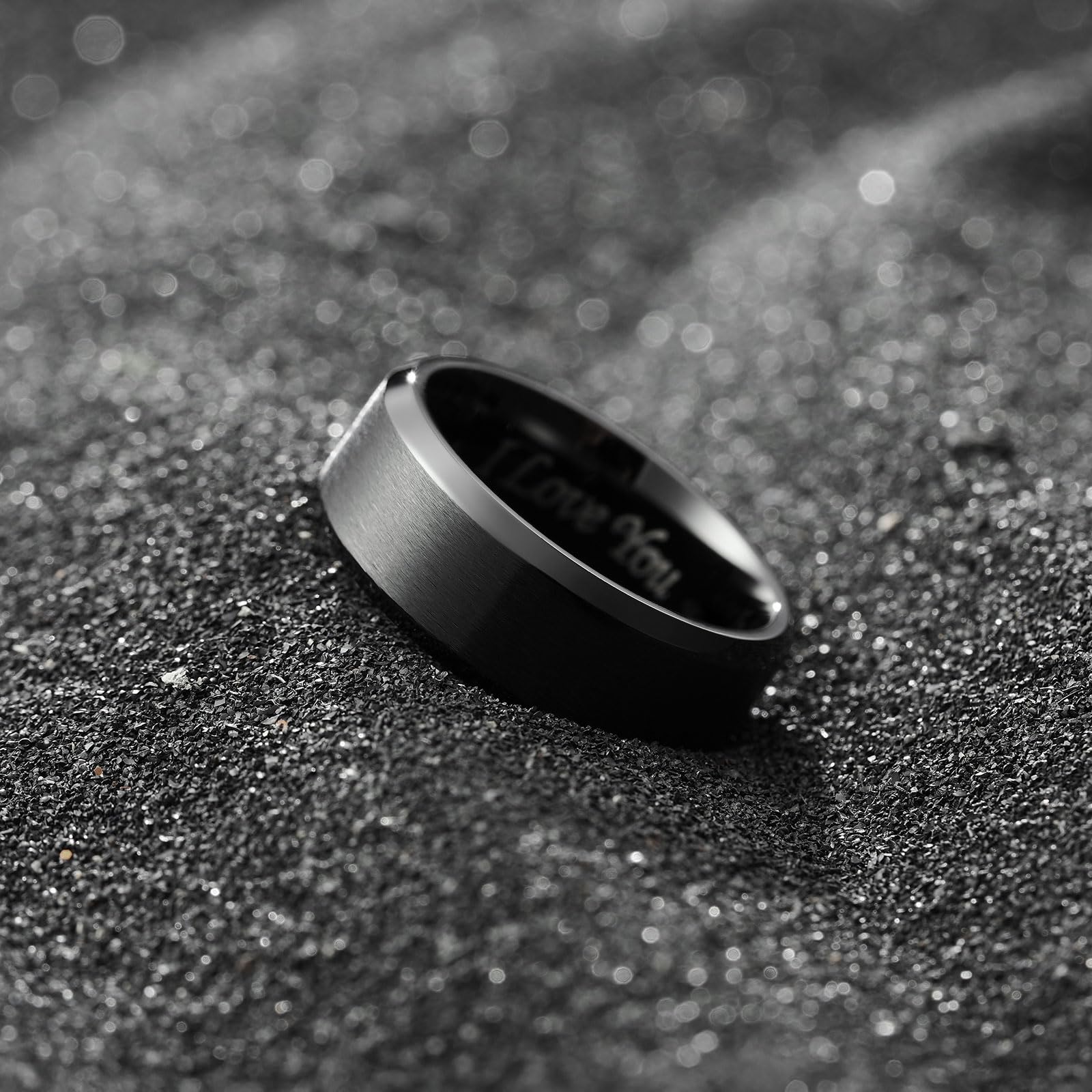 King Will 316L Stainless Steel Wedding Ring for Men Women, 2mm-8mm Width Black/Silver/Gold Wdding Band Laser I Love You Multic Style Hypoallergenic and Comfort Fit Size 4-16