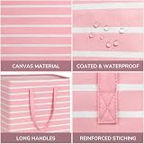 TIMEYARD Large 75L Laundry Hamper Set of 2 Pink with Handles 43x28x60 cm view 3