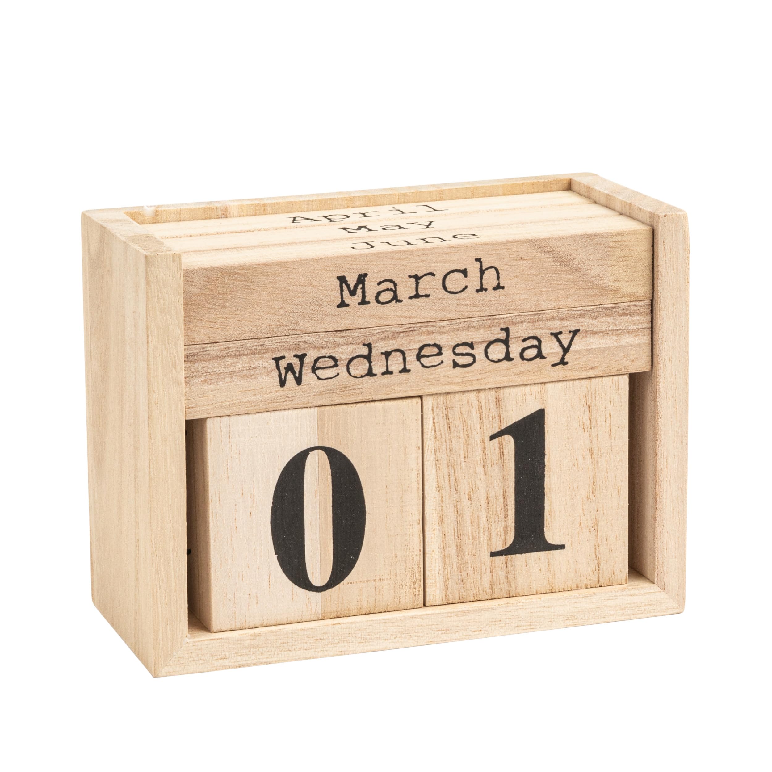 Bloomingville Paulownia Wood Perpetual Calendar, Nature