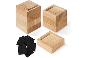 FASONLA Bed Risers, Furniture Risers (Set of 8-Height 1") Can be Adjusted to 2'' 3''or 4'', Lifts Furniture Risers, Solid Natural Wood Risers, Non-Slip Recessed Hole (Square-Natural Color)