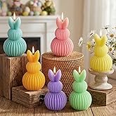 Lanpn 6 Pcs Easter Bunny Candles Gift Set, Mini Rabbit Shaped Votive Tea Lights, Easter Flower & Fruit Scented Candles, Each 2.1 oz, Spring Party Holiday Decor Home Table Centerpiece, Macaron Color