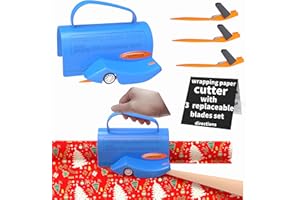 PERFYCUT Wrapping Paper Cutter with 3 Replaceable Blade Sets for Birthday Paper Gift Wrapping Paper Roll Cutter with Handle Christmas Wrapping Paper Cutter Tool Tube Holder Slidding Slicing.