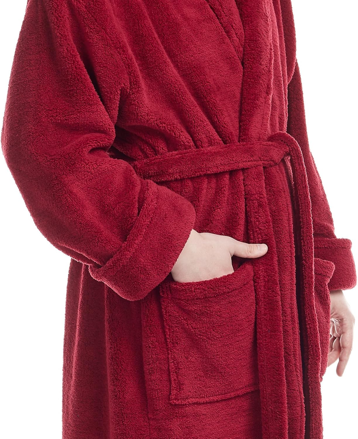 Arus Men's Shawl Collar Full Length Tall Long Fleece Robe, Turkish Bathrobe: Clothing