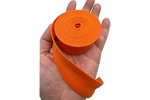 PEPPERLONELY 5 Yards 25mm (1 Inch) 100% Cotton Single Fold Bias Type Bias Binding for Sewing and Hemming Ribbon - Orange