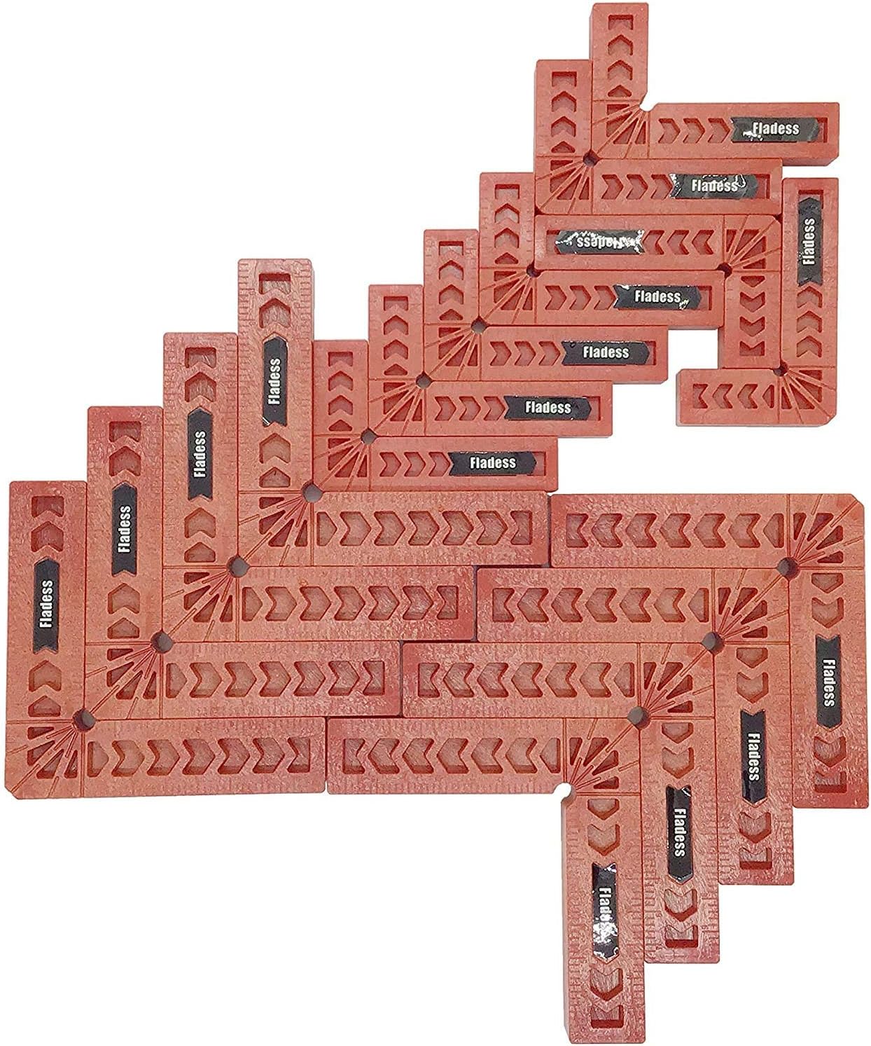 Fladess Positioning Squares, 90 Degree Clamping Square for Woodworking, Corner Clamps for Picture Frames, Boxes, Cabinets or Drawers, L-type Right Angle Ruler, Carpenter Tool, Set of 16pcs（3" 4" ）