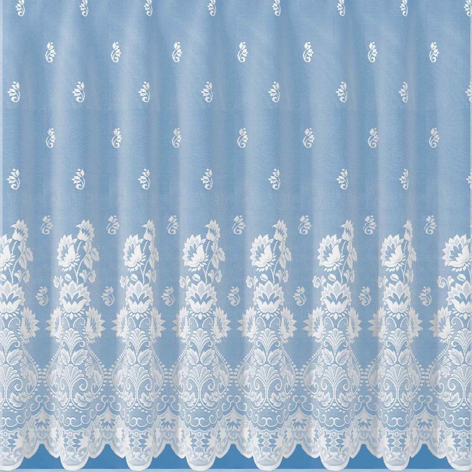 Ideal Textiles Naples White Net Curtain, Traditional Scallop Edge