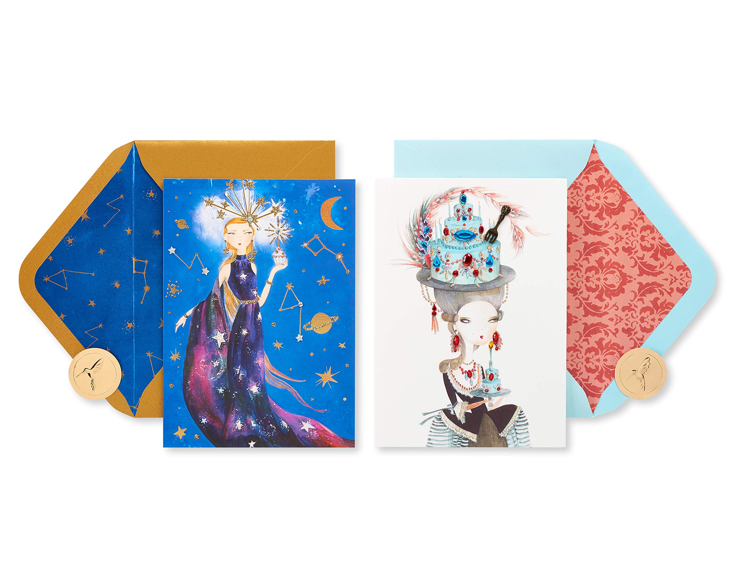 Papyrus Birthday Cards for Her, Celestial and Cake (2-Count)
