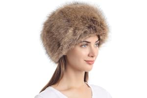 LA CARRIE Women's Faux Fur Hat for Winter with Stretch Cossack Russian Style White Warm Cap