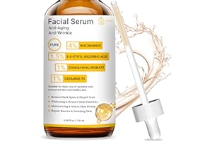 ABOTE Pure 4% Niacinamide Serum for Acne Treatment for Face & Dark Spots | Brightening Face Serum with 1.5% Vitamin C | 1% Hyaluronic Acid | 1% Ceramide T5 | Hydration Anti-Wrinkle Formula (4 fl.oz/120ml)