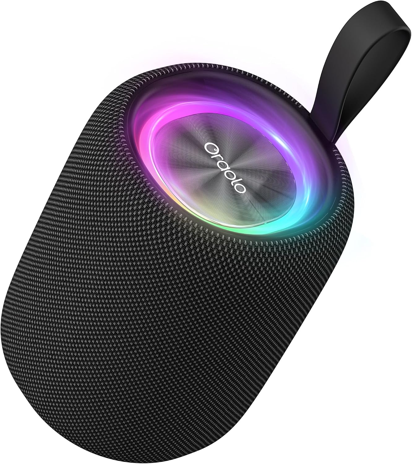Oraolo Bluetooth Speaker,Portable Bluetooth Speaker with Immersive Sound, Dynamic LED Lights, Bluetooth 5.4, IPX6 Waterproof, 8H Playtime, TWS Pairing for Speakers for Outdoor Camping Home(Black)