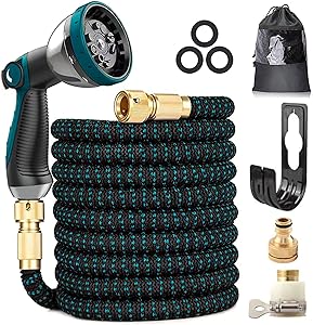 Expandable Garden Water Hose 100FT - Upgraded 3-Layer Latex Flexible Hose, 3/4