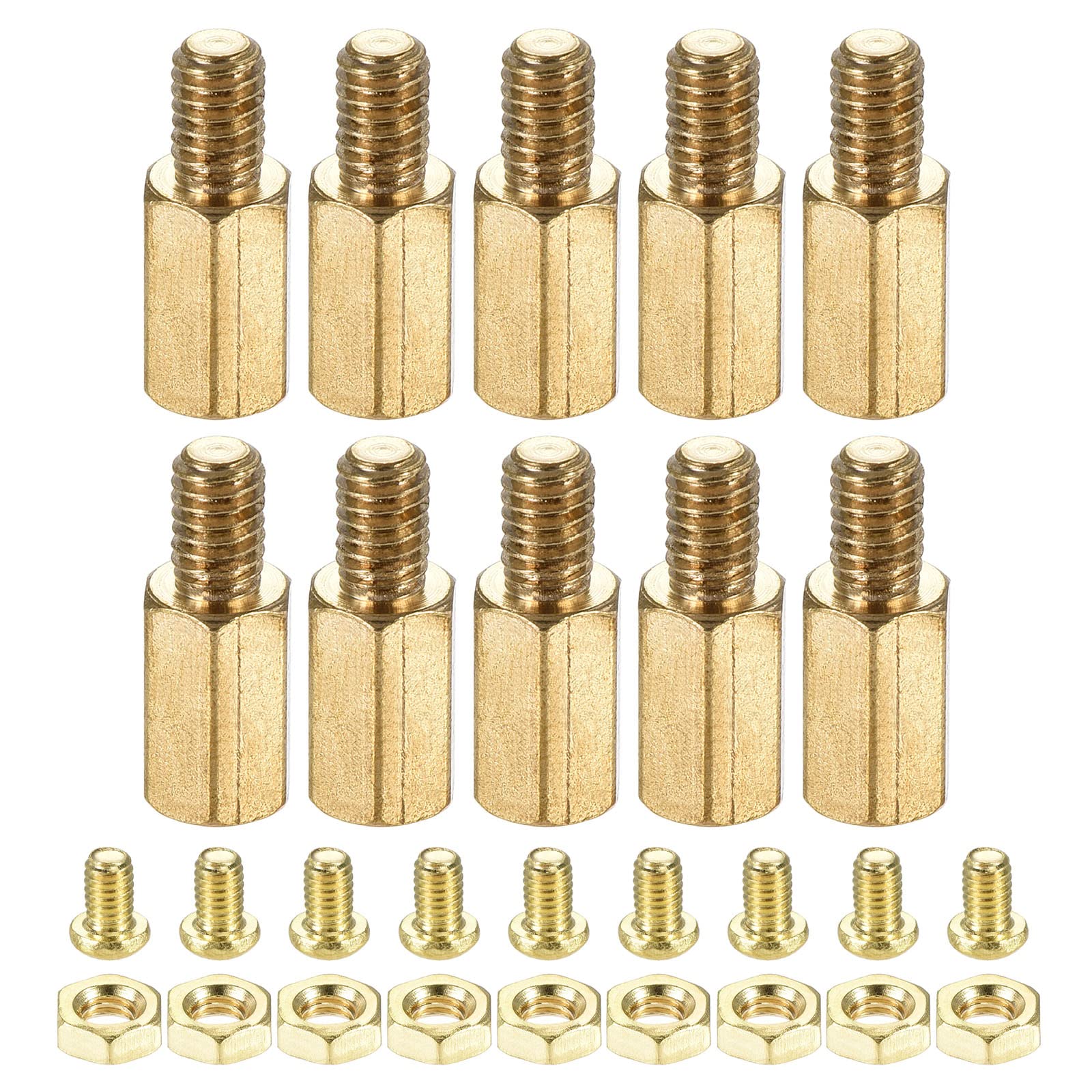 YOKIVE 10 Sets Brass Hex Threaded Spacer Screw Nut Kit, Spacer with Female-Male Thread | Raising The PCB Board, Great for Electronics Industries (M4 10+6mm)