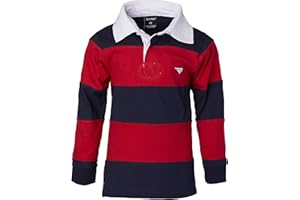 Sportoli Boys Cotton Wide Striped Long Sleeve Polo Rugby Shirt