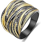 Mytys 2 Tone Intertwined Crossover Statement Ring Fashion Chunky Band Rings for Women Wide Index Finger Rings Costume Jewelry