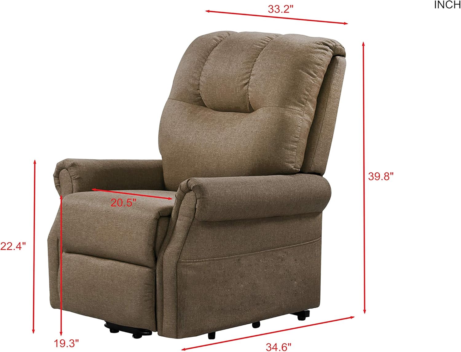Merax Electric Recliner Chair Lazy Boy Sofa for Elderly, Power Lift Office or Living Room, Brown: Furniture & Decor