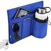 Xxerciz Beach Chair Cup Holder, Camping Chair Armrest Drink Organizer with Easily Attached Hook and Loop Strap, Universal Chair Accessory for Water Bottle, Sunglasses, Phone, Tablet, etc. (Blue)