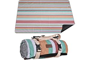 ALLBFENG Waterproof Picnic Blanket 80" x 80" in Portable with Carry Strap for Beach Mat or Family Outdoor Camping Party, Park Blanket for Grass Park, Hiking, Travel, Concerts (Orange&Brown, 80" x 80")
