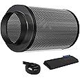 HYDROWE Air Carbon Filter 6 Inch ,Smellines Control Removes 3X More Odors Contaminants. Australian Virgin Charcoal,Carbon Filter for Grow Tent, Hydroponics, Pre-Filter Included (6inch)