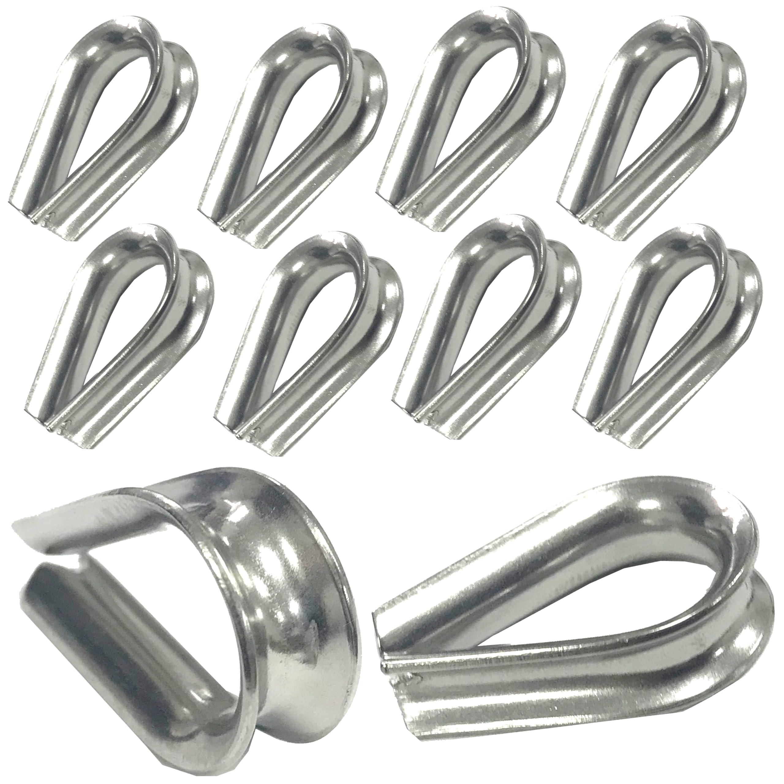 3mm Wire Rope Thimble Made From Marine Grade A4 Stainless Steel Corrosion-Resistant Wire Fasteners for Boats, Yachts, and Marine Applications (Pack of 10)