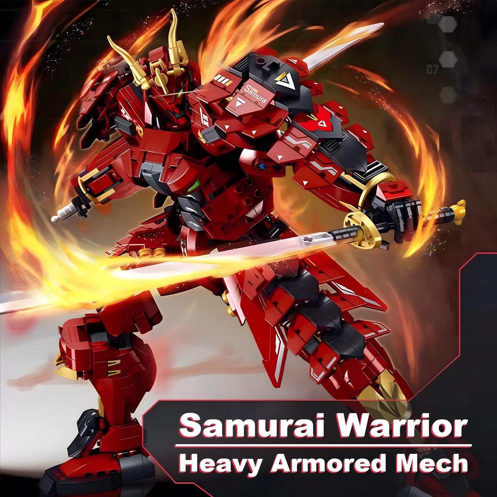 HIGH GODO Samurai Mech Warrior Model Building Sets, Double Swords Robot Building Blocks Toy Set, 923 Pieces Creative Collectible Gift for Adults Man Teens 14+