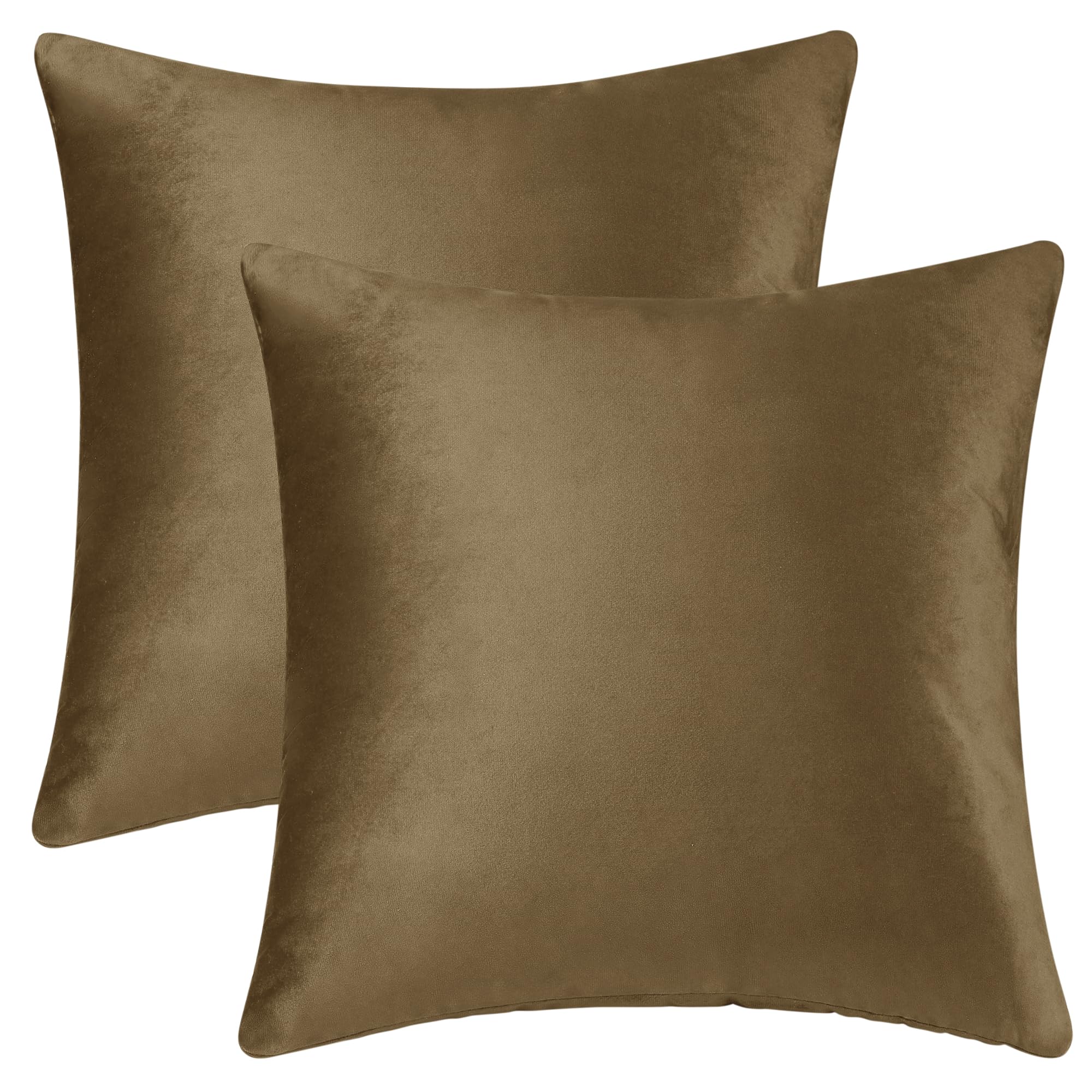 Uxcell Pack of 2 Velvet Decorative Pillow Covers Modern Solid Pillow Covers for Couch Sofa Home Brown 40 x 40 cm