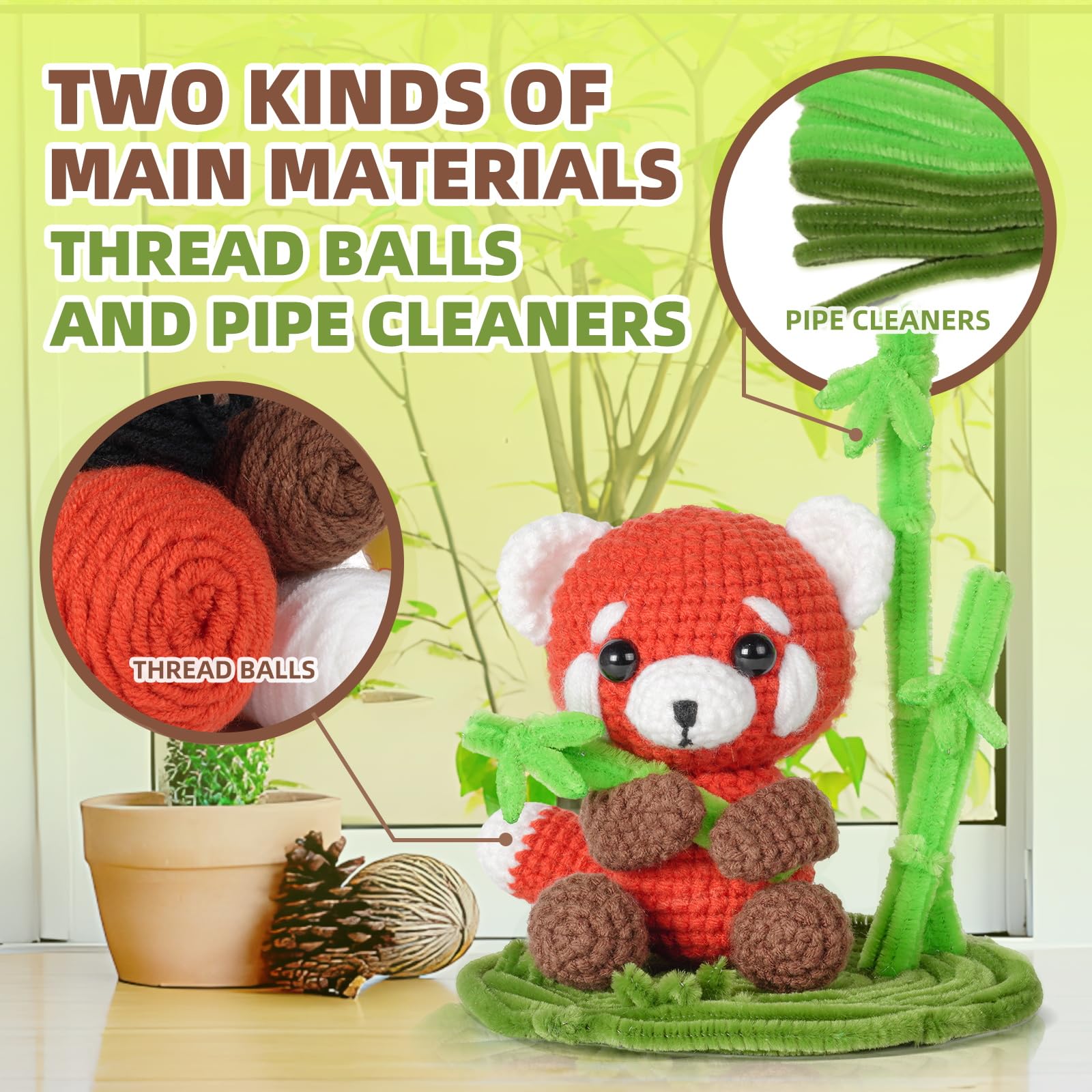 Gipony Crochet Kit for Beginners, Crochet Animal Kits, Crocheting Kit for Starters, Learn to Crochet with Step-by-Step Video Tutorials, Beginner Crochet Kit for Adults(Panda)