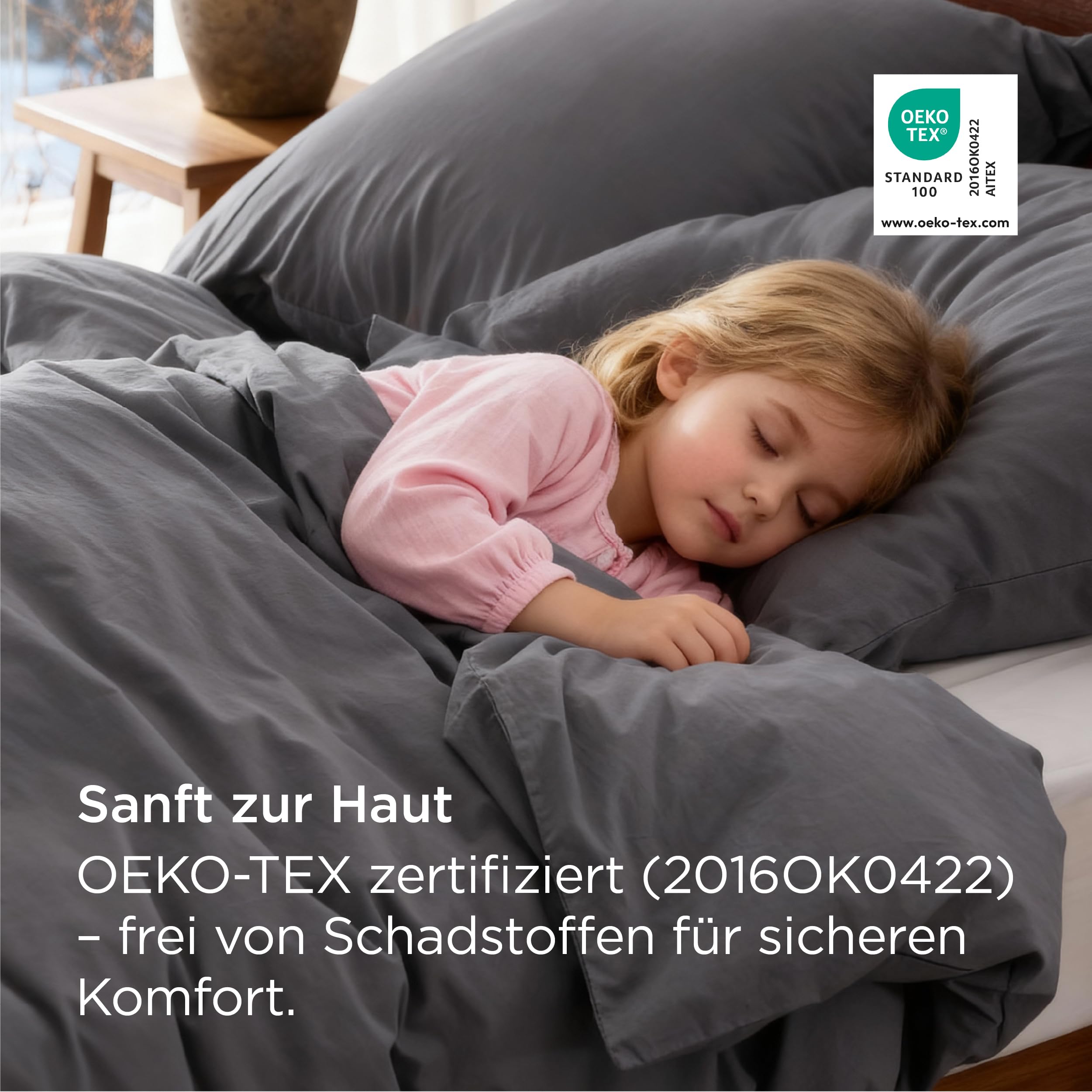 BEDSURE Bettwäsche 135x200 Baumwolle 4teilig - Anthrazit, 2 Kissen 80x80 cm 3