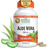 Botanic Choice Aloe Vera Leaf &amp; Latex 500mg, Digestive Support, 90 Capsules | Non-GMO, Gluten-Free with Amino Acids, Vitamins, Minerals &amp; Enzymes; Supports Liver &amp; Stomach Health