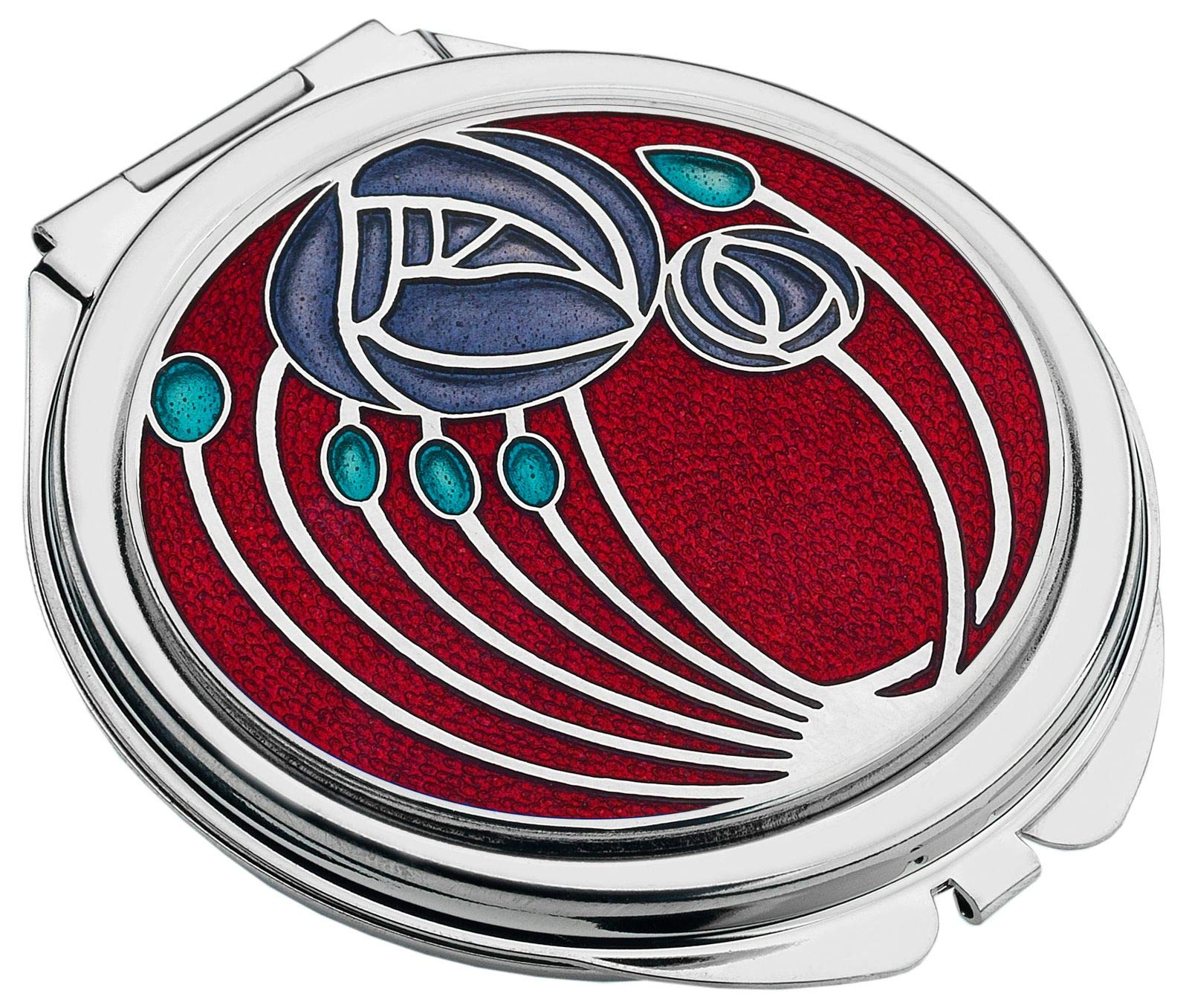 Sea Gems presented by Celtic Glass Designs Compact Mirror in Mackintosh Two Roses Design. (Red)