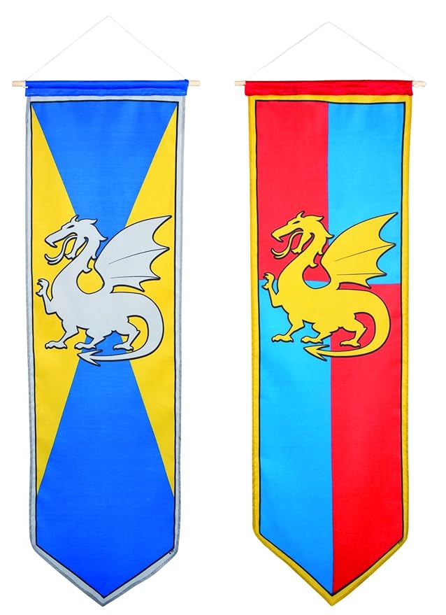 Boland 44009 Party Dekoration Kindergeburtstag Standarte 'Knights & Dragons', Sortierte Farben
