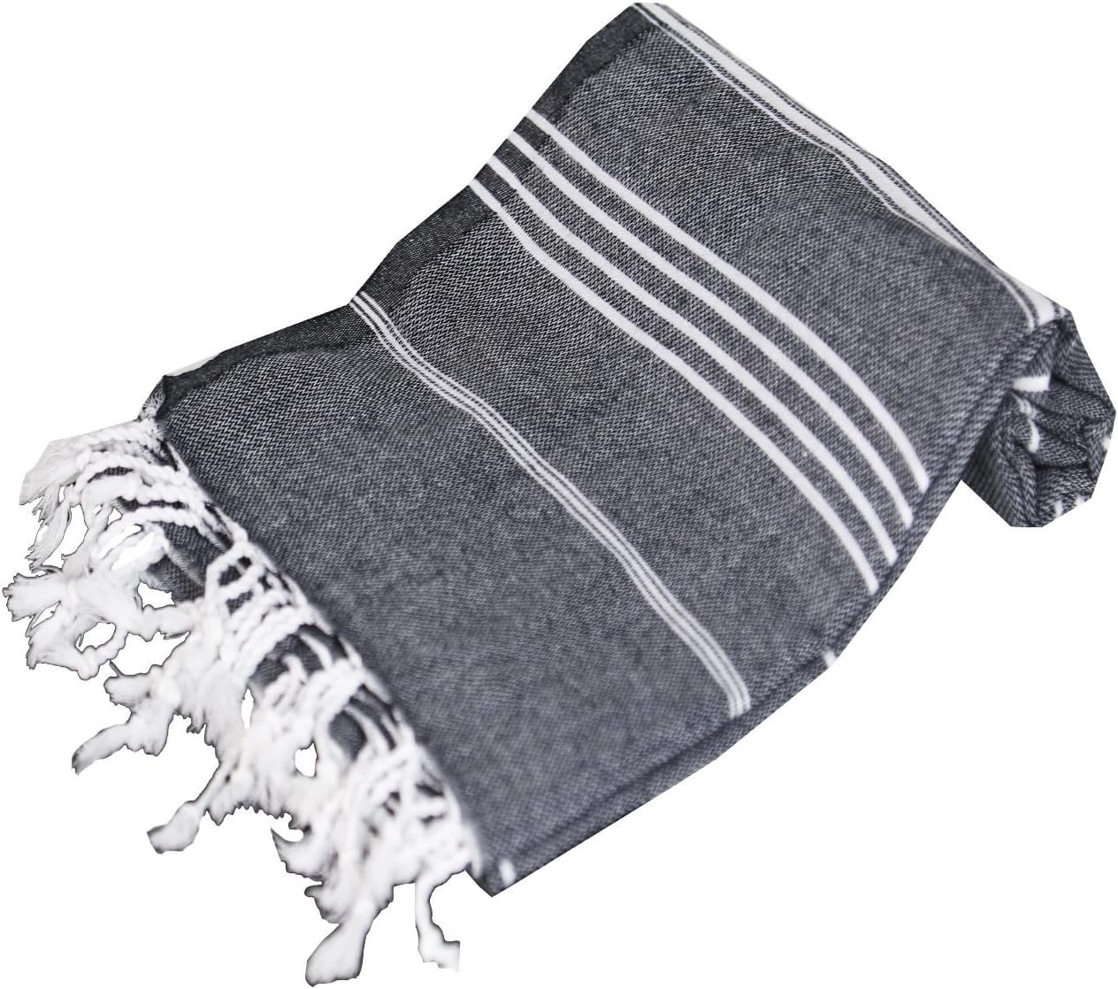 Turkish 100% Cotton Peshtamal Towel Hamam, Sauna, Bath, Beach Towel 180 X 100 Cm - Black