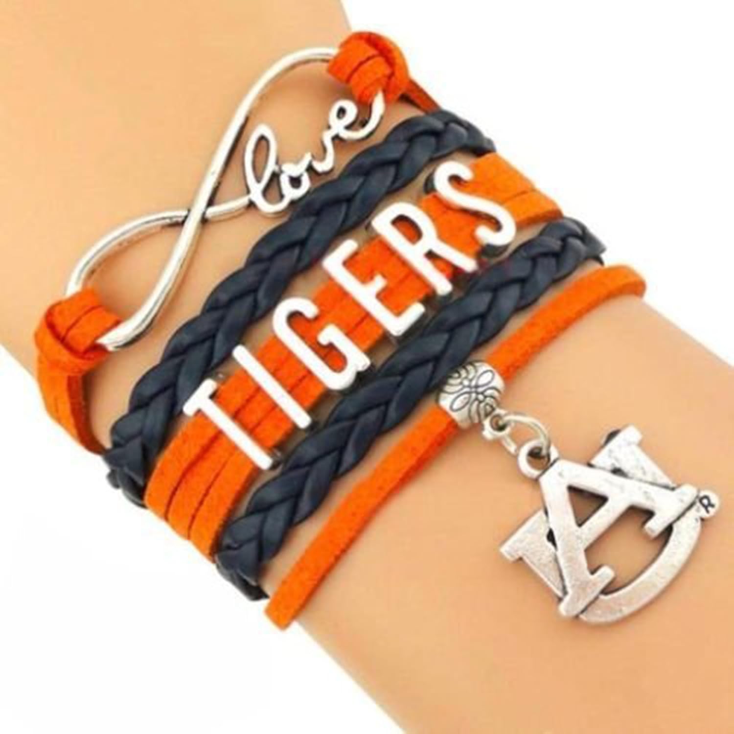 GeauxDat Auburn Tigers Womens Jewelry Auburn Tigers Love Infinity Bracelet Auburn Tigers Charm Bracelet
