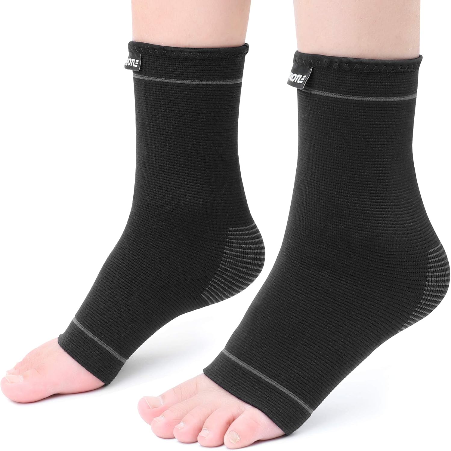 Protle Soft Ankle Brace Compression Support Sleeve (Pair) for Injury Recovery, Pain Relief, Joint Pain, Achilles Tendon, Plantar Fasciitis Foot Socks, Reduce Swelling, Arch Support: Sports & Outdoors