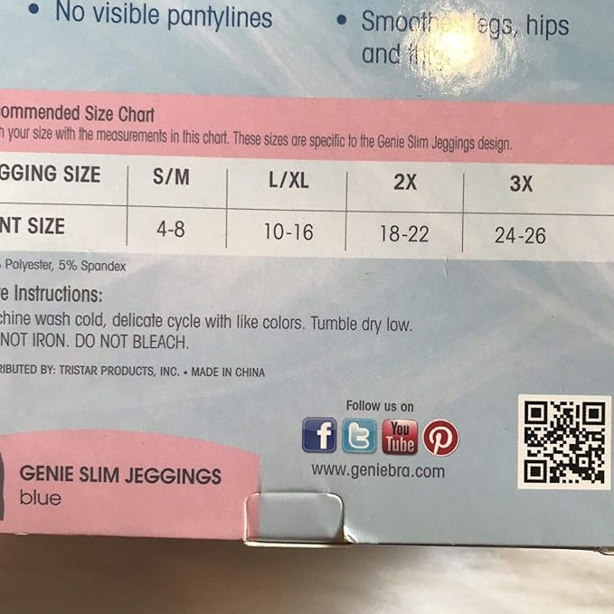 genie jeggings size chart