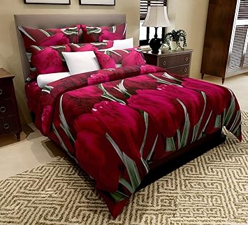 Home Candy Elegant Print Microfiber Double Bedsheet with 2 Pillow Covers - Floral, Multicolour