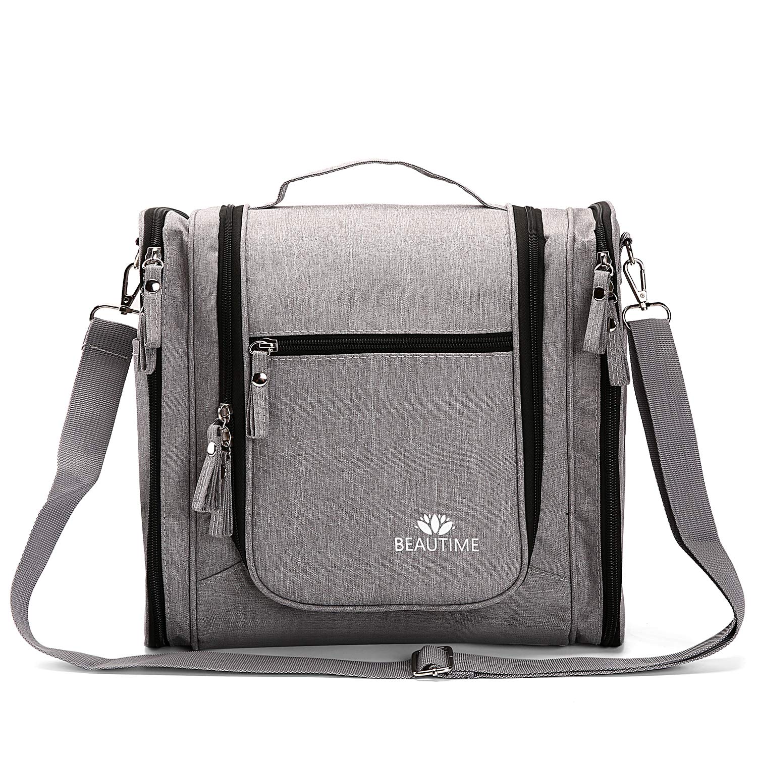Large Hanging Travel Toiletry Bag for Men and Women Waterproof Makeup Organizer Bags wash bag Shaving Kit Cosmetic Bag for Accessories, Shampoo, Bathroom Shower, Personal Items Grey/Black : Beauty