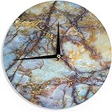 KESS InHouse KESS Original "Opalized Marble" Blue Brown Wall Clock, 12"
