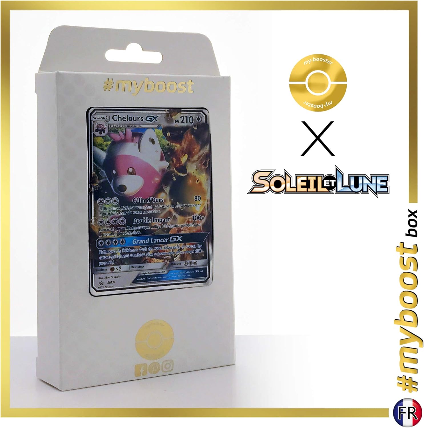 Amazon Com Chelours Gx Bewear Gx Sm34 Myboost X Soleil Lune 1 Box Of 10 Pokemon French Cards Toys Games