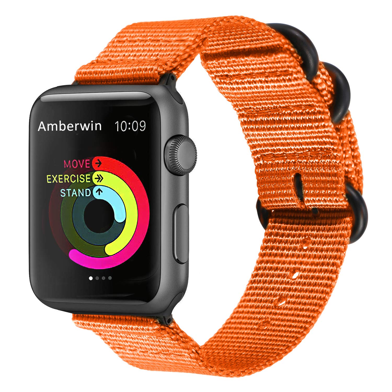 Amberwin Compatible for Apple Watch Band 44mm 42mm 40mm 38mm, Nylon NATO iWatch Band Replacement Strap for Apple Watch SE Series 6/5/4/3/2/1