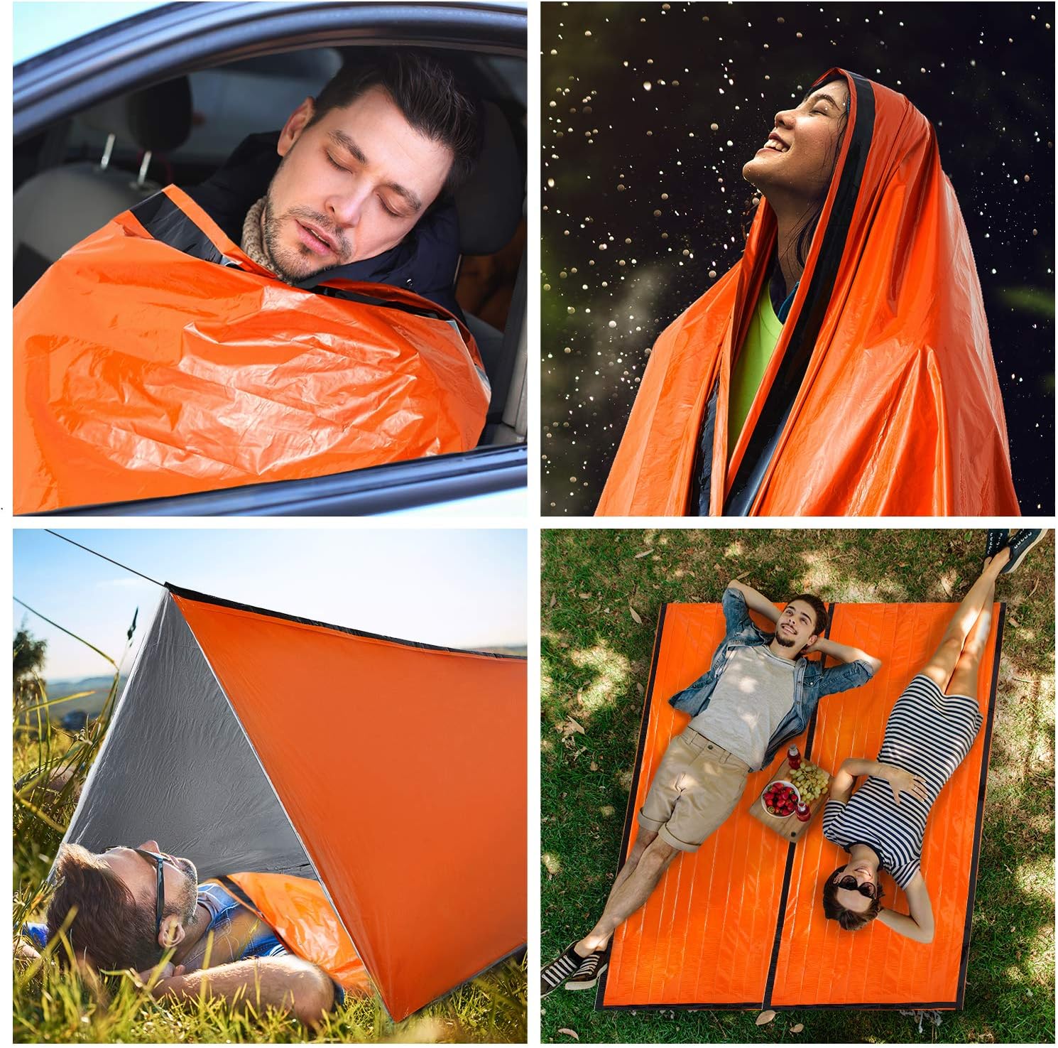 W WIREGEAR Bivy Bag Emergency Sleeping Bag Survival Sleeping Bag Lightweight and Waterproof Includes Fire Starter 5 Fire Tinders Suitable for Hiking Camping Outdoor Activities : Sports & Outdoors