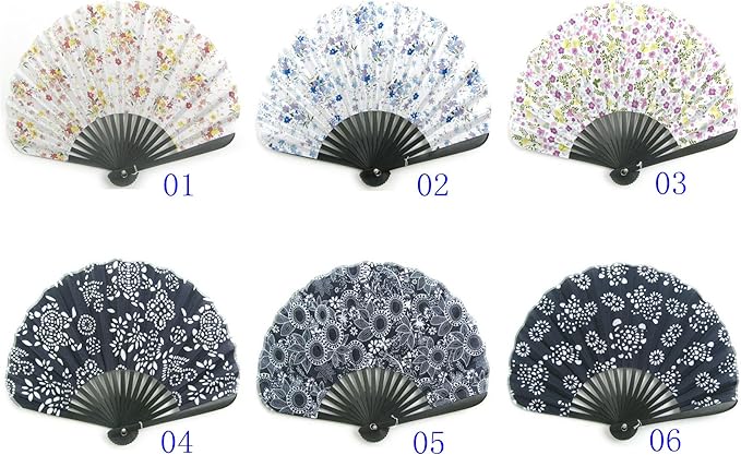 Amazon レディース白地ブルー花柄 6花柄デザイン 扇 おおぎ 扇子 せんす センス 女性用 オシャレ 着物 夏祭り 花火扇子 浴衣 花火大会 Lh Zzov 05 和装小物 通販