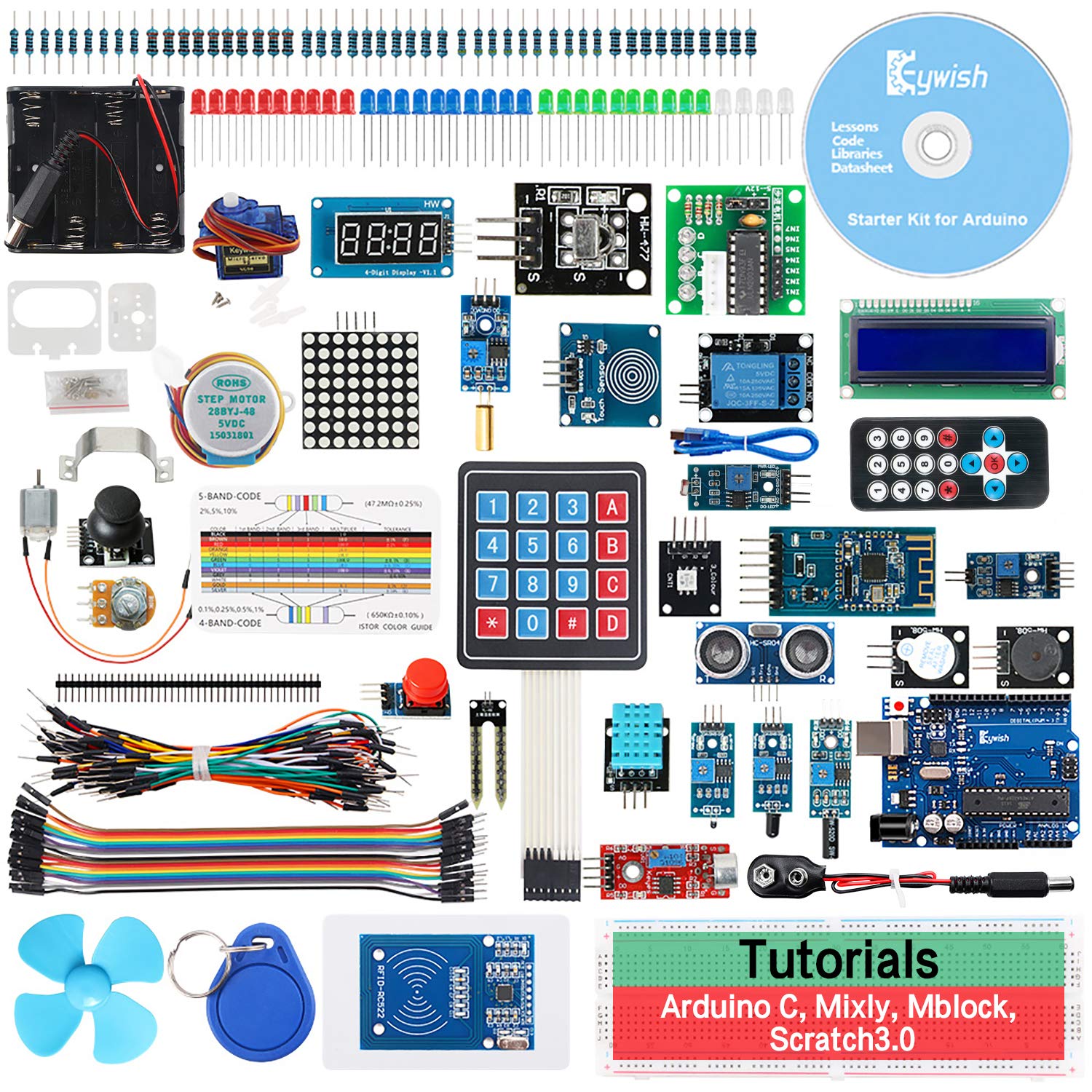Keywish RFID Starter Kit for Arduino UNO R3, with Bluetooth Module, 34 Lesson, Solder-Free, Support 