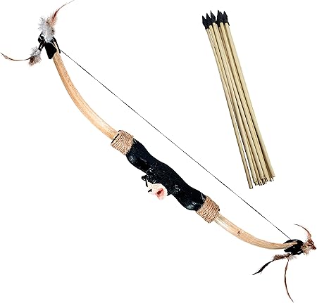 Amazon アドベンチャー待ち 手彫りの動物木製弓と矢セット 10本の木製矢 屋外遊び用 Animal Bow 球技 スポーツ おもちゃ