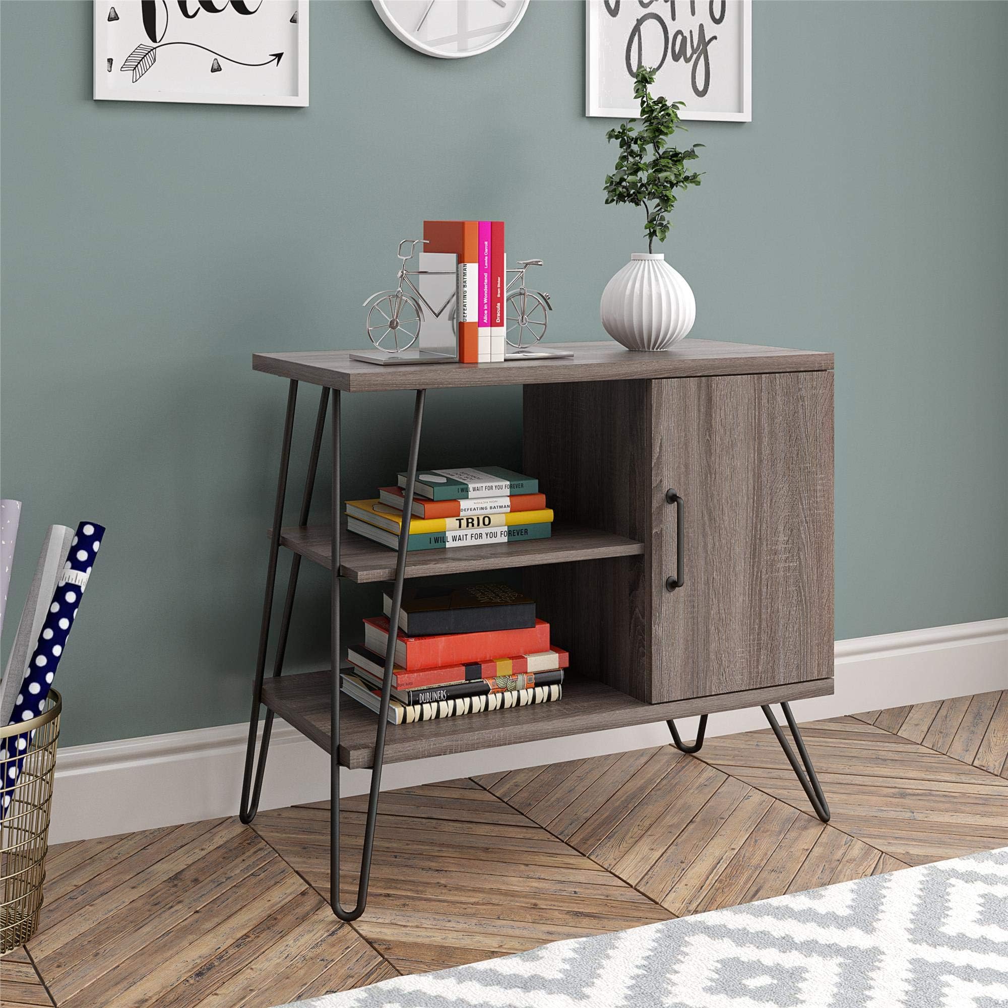 Ameriwood Home Haven 3 Shelf, Distressed Gray Oak Bookcase