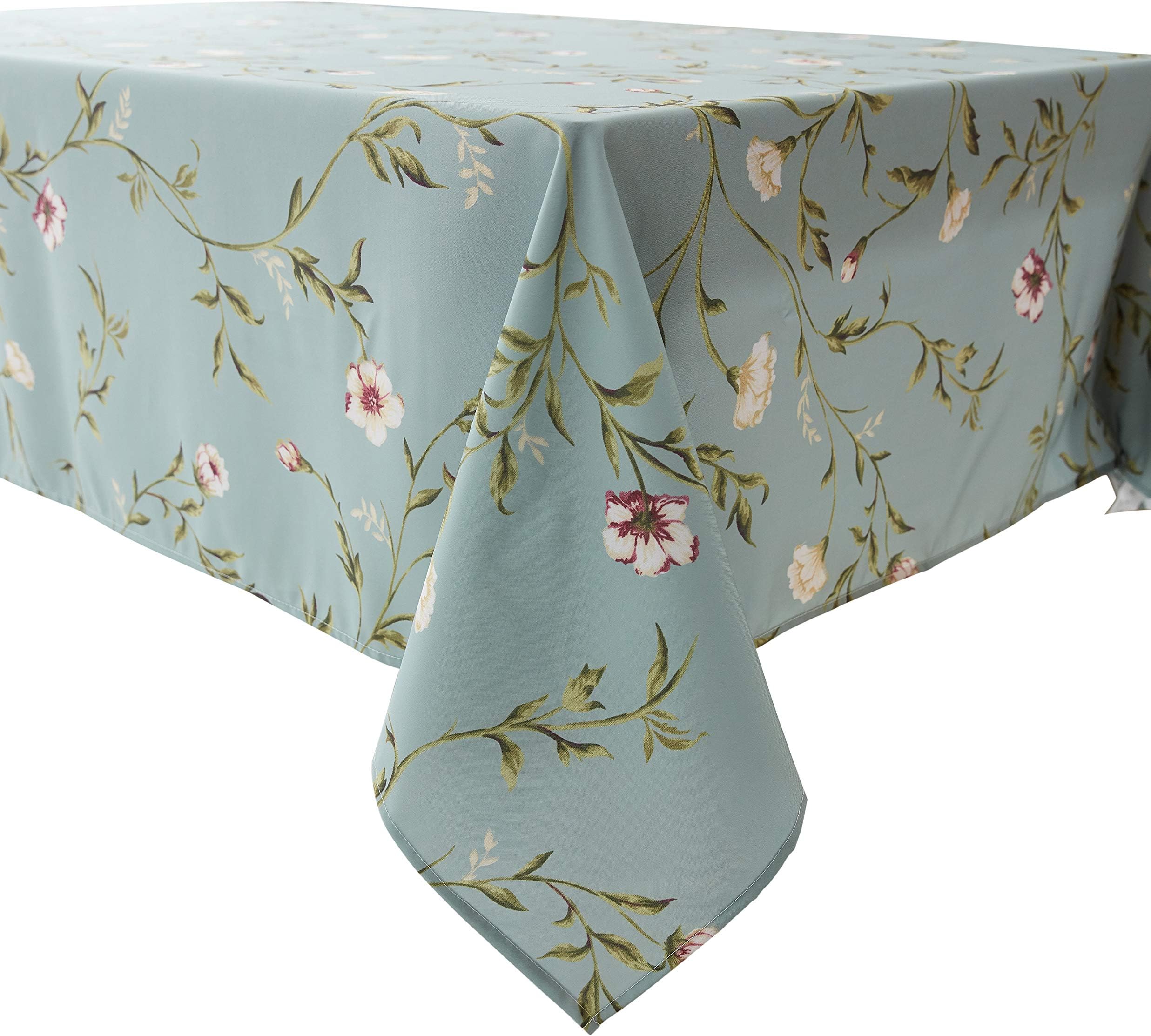 Wewoch Decorative Floral Print Lace Water Resistant Tablecloth Wrinkle Free and Stain Resistant Fabric Tablecloths (Floral7, 60" x 84" Rectangular)