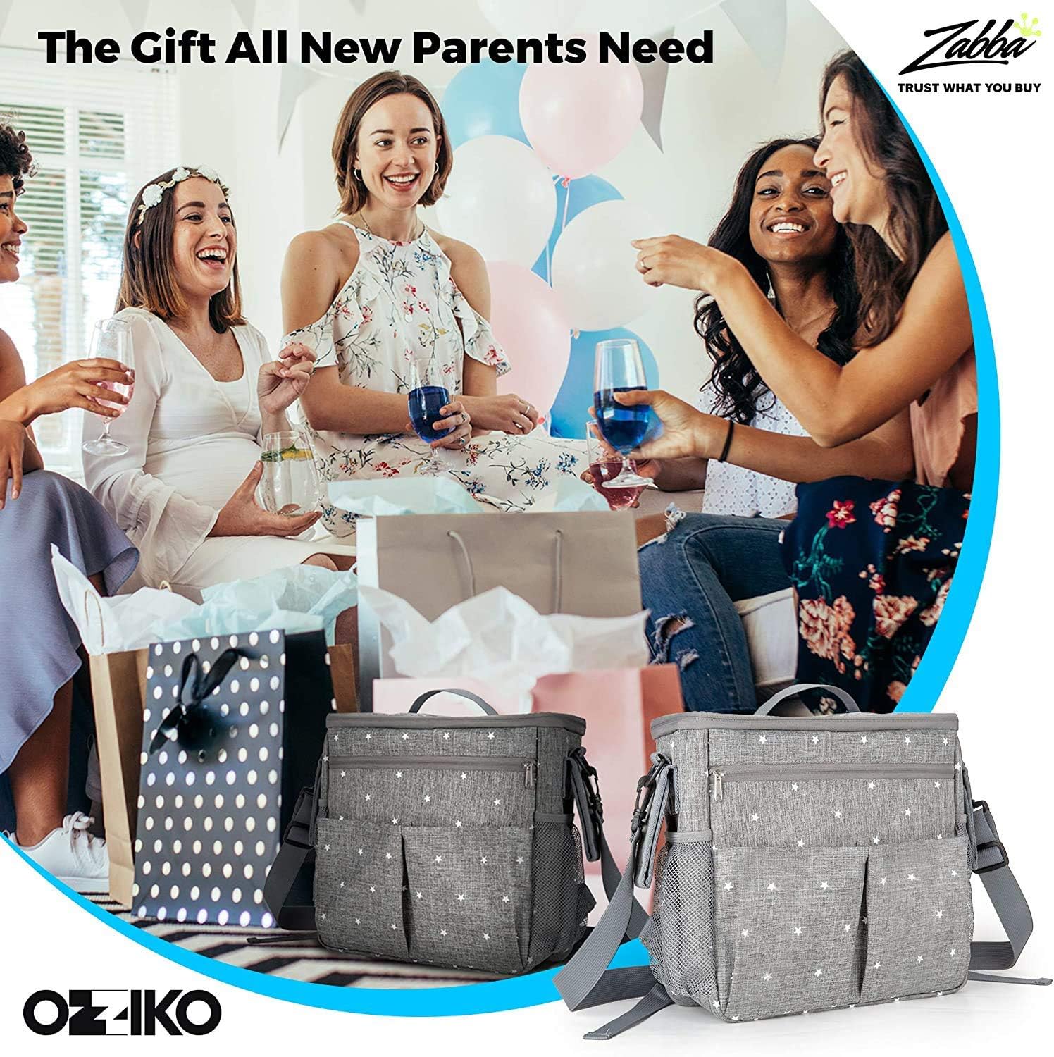 Universal Parents Diaper Organizer Bag with Stroller Attachments. Large Strollers Insulated Baby Bag. Gift for Newborns, Infants, Toddlers, Babies. 3 Ways to Carry - Shoulder, Messenger Bag, Backpack.: Home Improvement