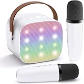 YLL Karaoke Machine for Kids Adults, Birthday Gifts for Girls Ages 4-12 | Portable Bluetooth Mini Speaker with 2 Wireless Microphones, 5 Magic Voices Party, Toy Present for Boys Ages 3,4,5,6,7,8,9,10