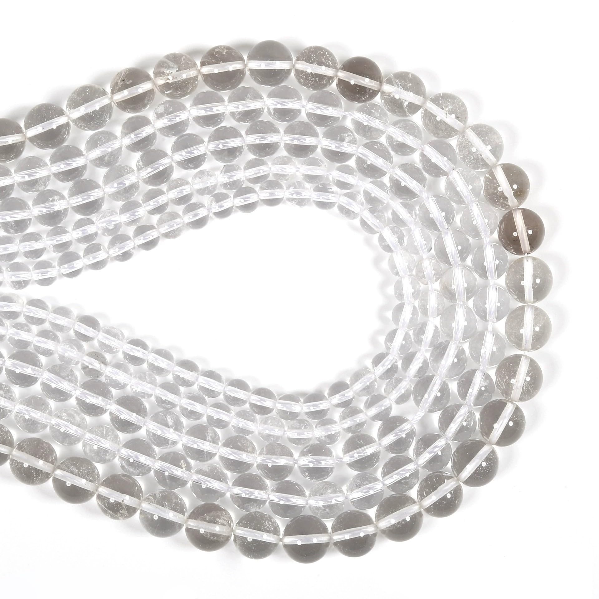 Malahill Gemstone Beads for Jewelry Making, Sold per Bag 5 Strands Inside, Clear Quartz 4mm