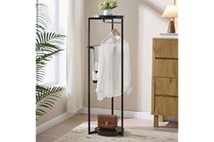 Kings Brand Furniture Suit Valet Stand, Coat Rack with Rods & Storage Trays - Tie Jacket Hanger, Freestanding Clothing Organizer Perfect for Bedrooms & Entryways, Black